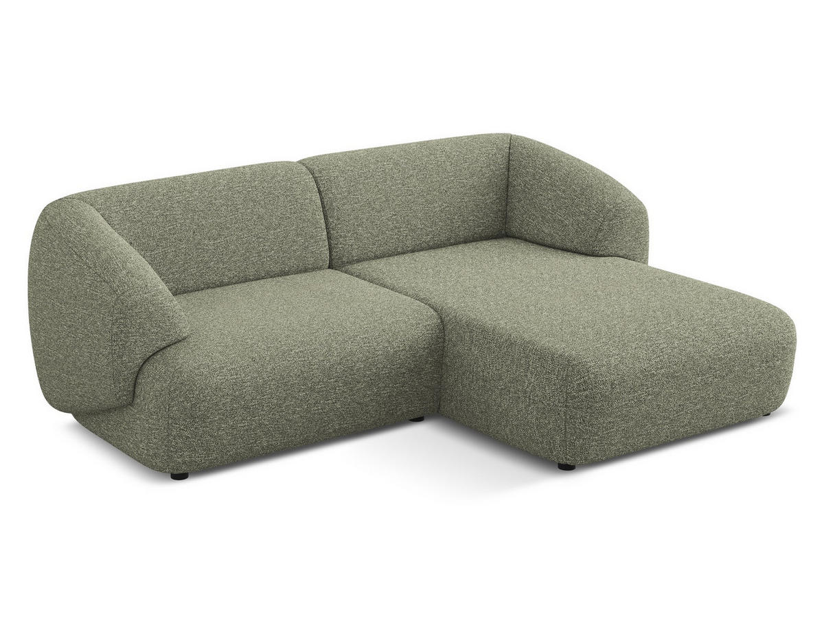 ECKSOFA rechts Strukturstoff Stoff Grün - Beige/Schwarz, Kunststoff/Textil (230/98cm) - Makamii