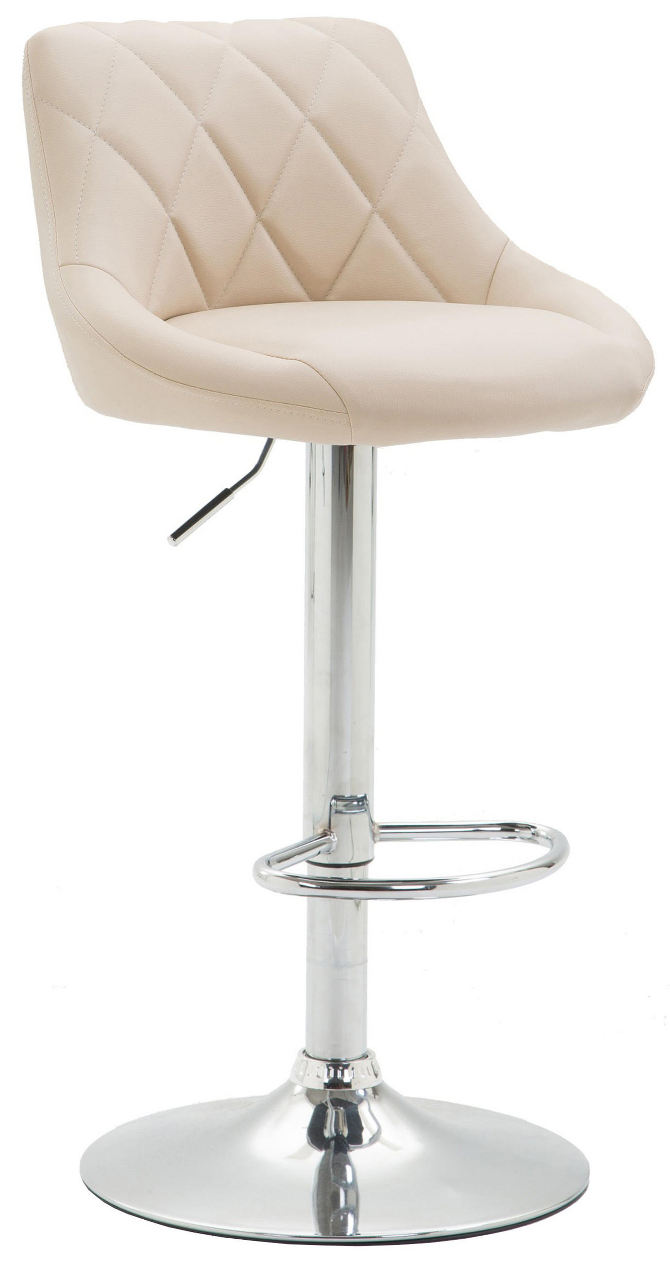 BARHOCKER Lazius, Gestell Metall in Chromoptik, Kunstleder Creme - Chromfarben/Creme, Kunststoff/Textil (46/100/49cm) - TPFLiving