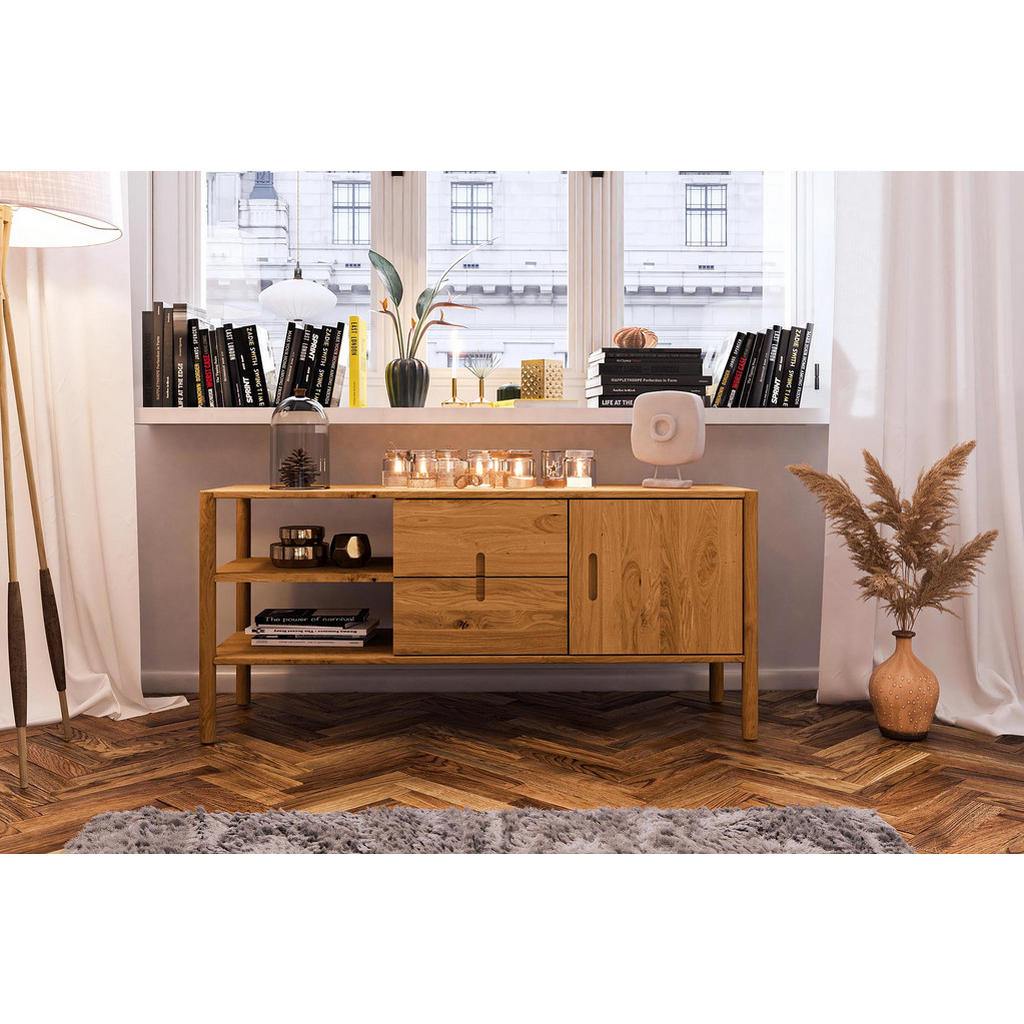 Thumbnail - byoak Kommode, Dunkelbraun, Holz, Kerneiche, 142x64x46 cm, Wohnzimmer, Kommoden & Sideboards, Kommoden