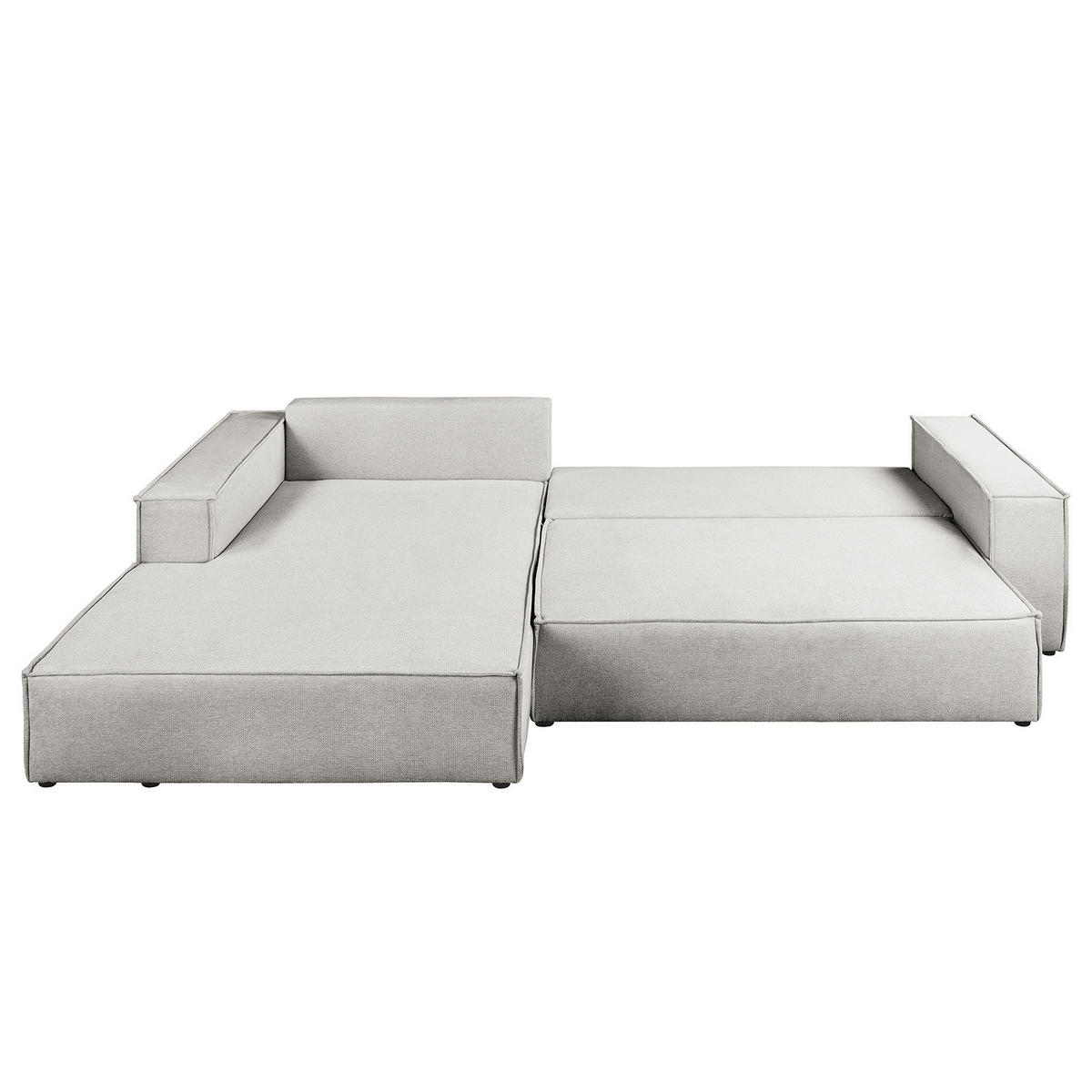 ECKSOFA mit Schlaffunktion - Longchair - Hellgrau/Schwarz, Kunststoff/Textil (294/185cm) - home24