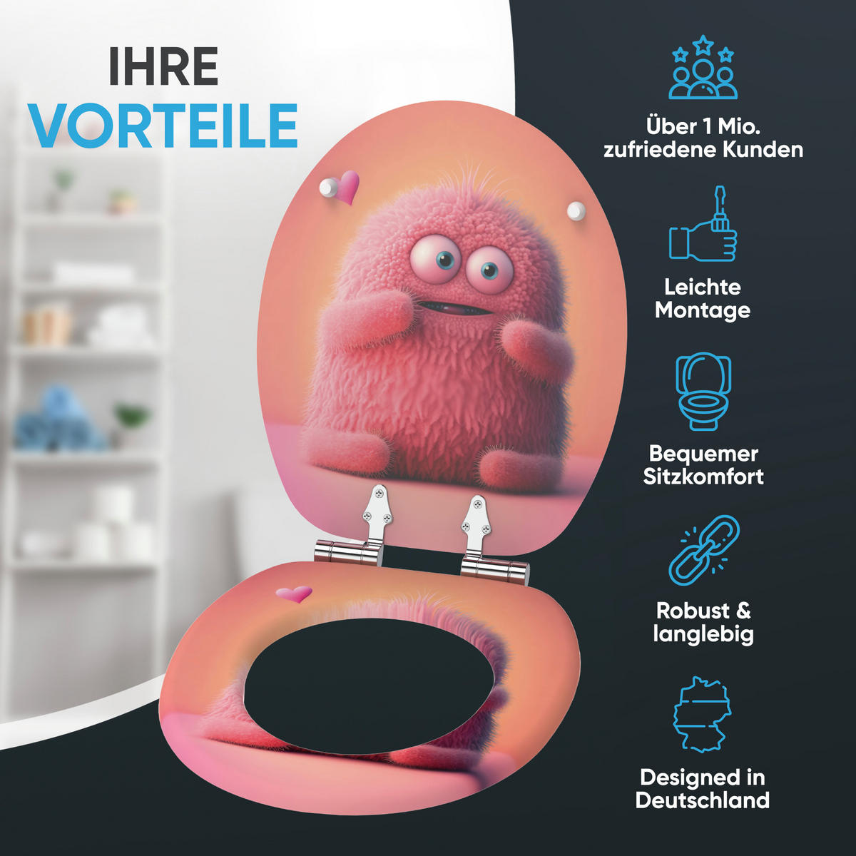 WC Sitz mit Absenkautomatik Coco - Hellrosa, Holzwerkstoff (38/6/47cm) - Sanilo