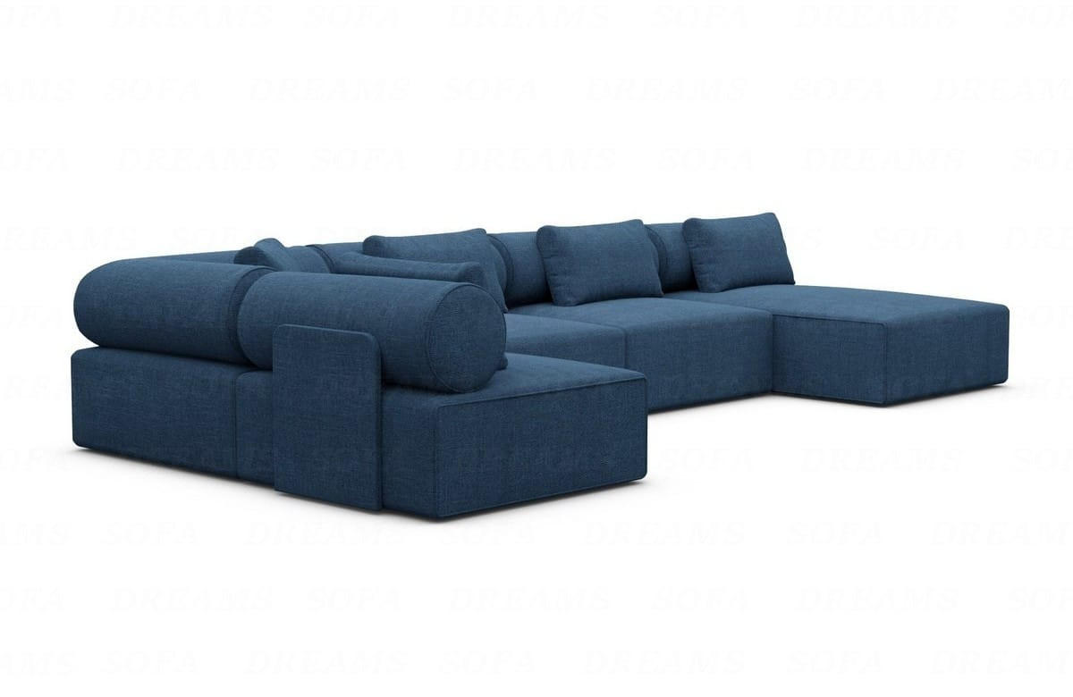 WOHNLANDSCHAFT Cipriani Blau Strukturstoff - Blau, Kunststoff (400/77/200cm)