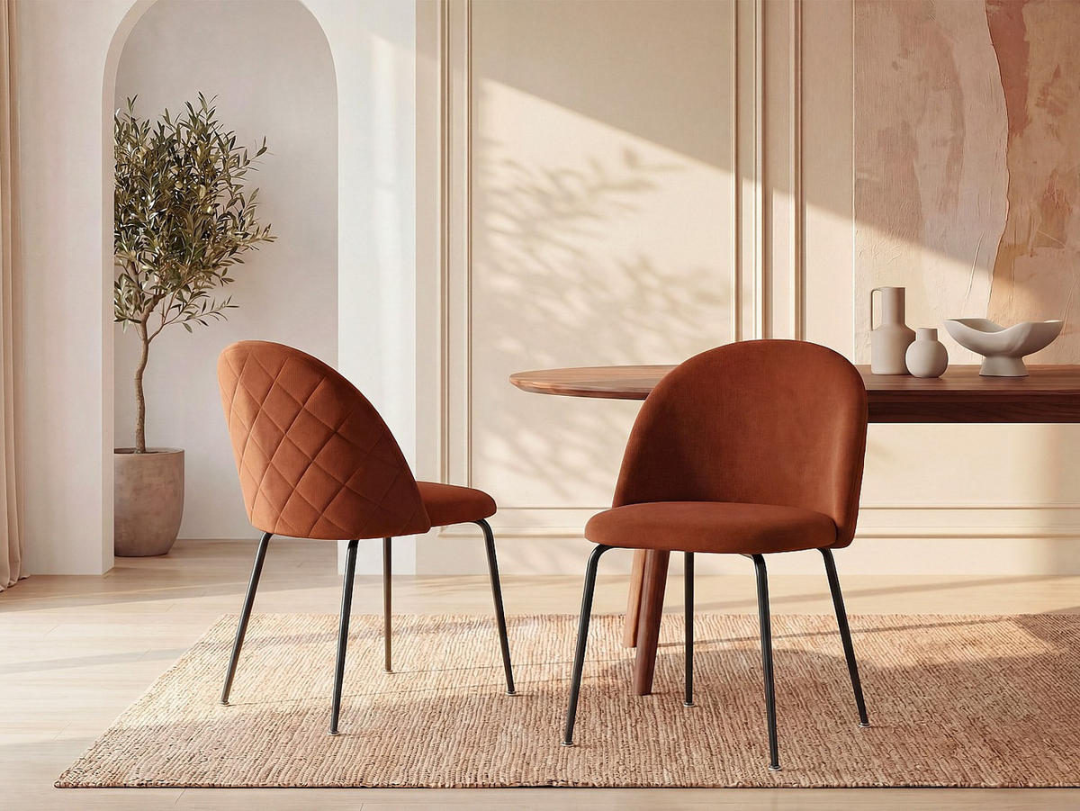 STUHL - 50 cm x 55 cm - Samt, Stoff - Terracotta MELBOURNE - Terracotta, Textil (50/77/55cm) - Vente-Unique