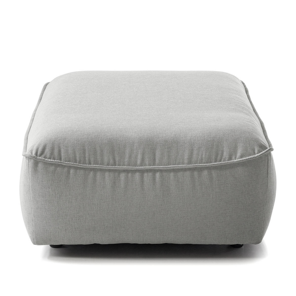 POLSTERHOCKER - Hellgrau/Schwarz, Kunststoff/Textil (99/40/82cm) - home24