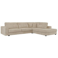 ECKSOFA Savona Beige Cord - rechts - Beige/Schwarz, Kunststoff/Textil (249/316cm) - MKS