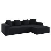 ECKSOFA mit modularer L-Form schwarz aus Corduroy 261x146x65 cm - Schwarz, Textil (146/261cm) - Luhomfu