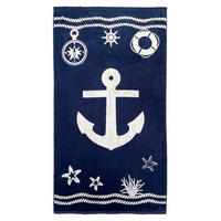 STRANDTUCH Frottee Samt Jacquard Blau 100x175 470g/m² - Oakland - Blau, Textil (100/175cm) - LE COMPTOIR DE LA PLAGE