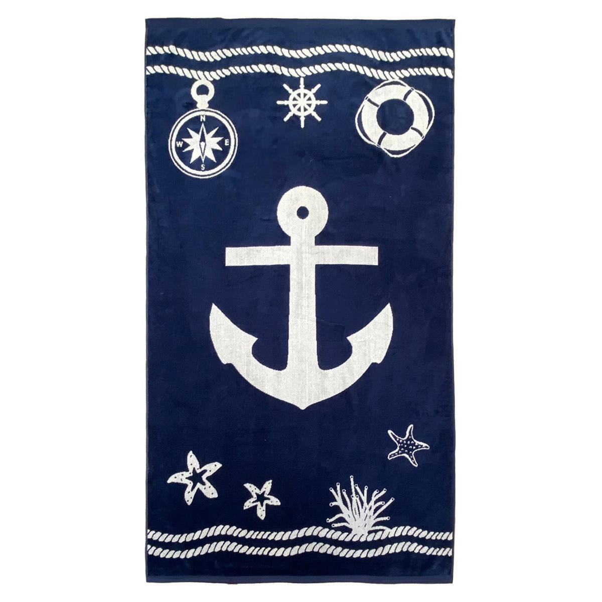 STRANDTUCH Frottee Samt Jacquard Blau 100x175 470g/m² - Oakland - Blau, Textil (100/175cm) - LE COMPTOIR DE LA PLAGE
