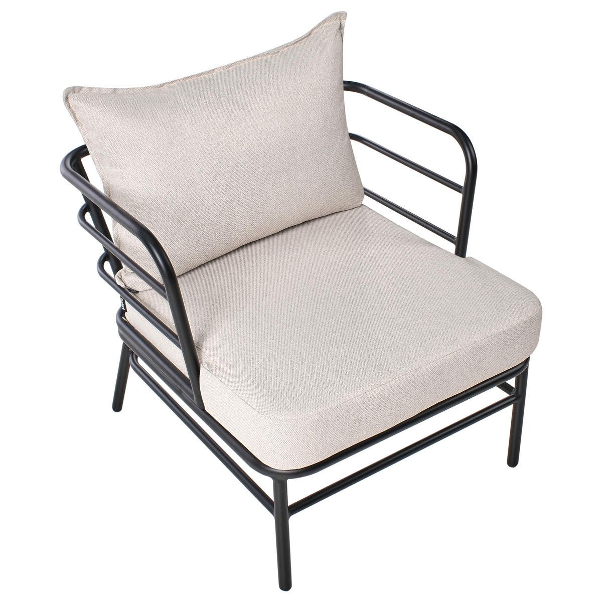GARTENSOFA Set 5-Sitzer Metall Hellbeige Ponzone - Beige/Schwarz, Metall (196/80/79cm) - Beliani
