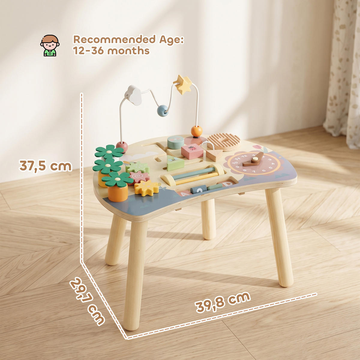 AKTIVITÄTSTISCH Sperrholz Kiefernholz Mehrfarbig - Multicolor, Holz (29.7/37.5/39.8cm) - AIYAPLAY