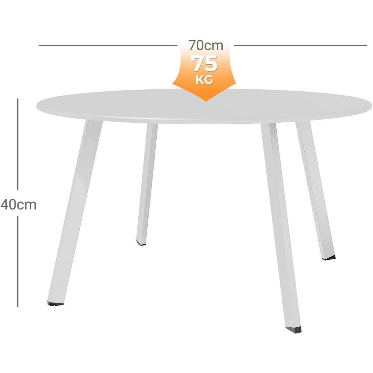 BEISTELLTISCH Outdoor Weiß - Weiß, Metall (70/70/40cm)