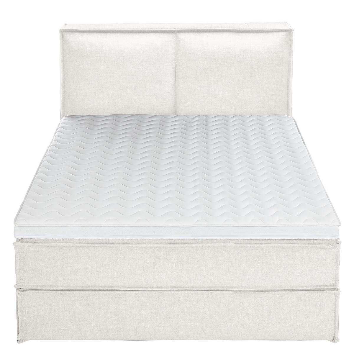 BOXSPRINGBETT mit Kopfteil - Premium - Weiß, Textil (160/200cm) - home24