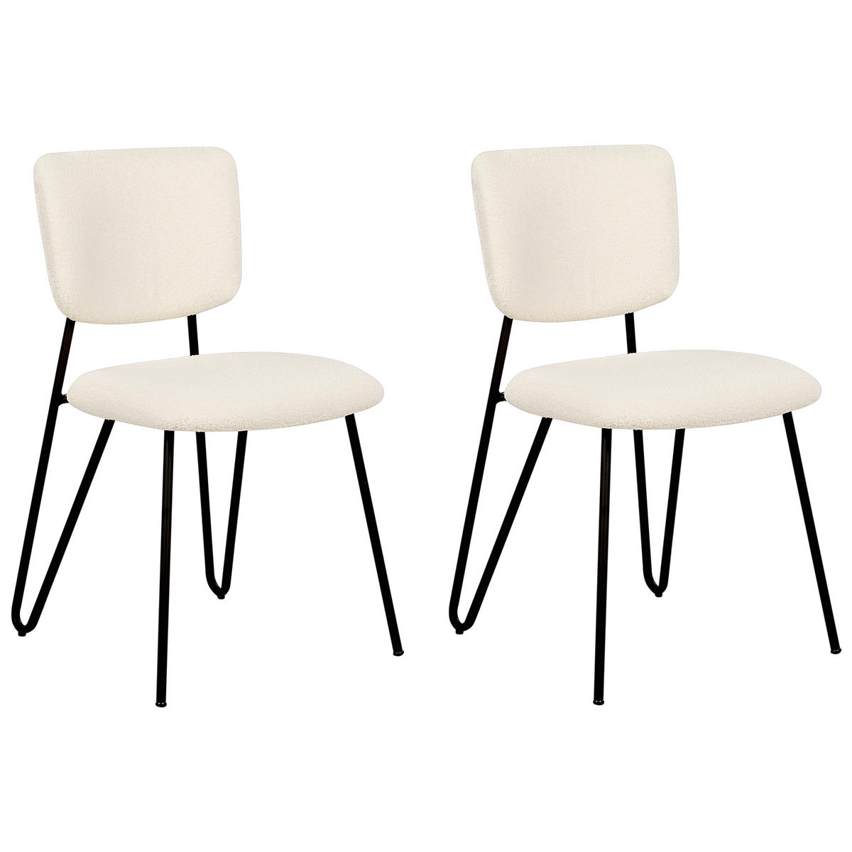 ÉTKEZŐSZÉK 2 darabos Szett Buklé törtfehér Nelko - fekete/fehér, textil (50/81/51cm) - Beliani