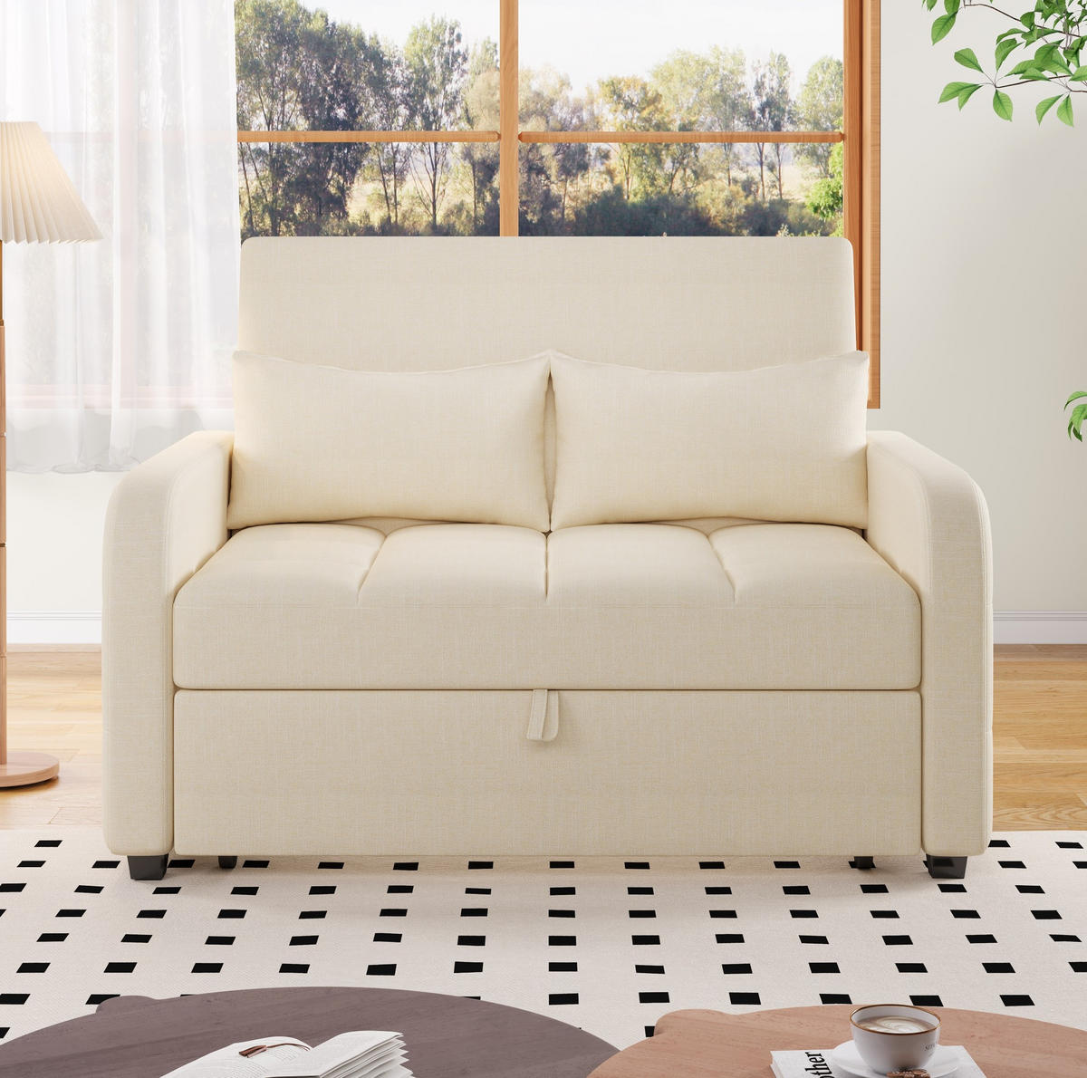 SCHLAFSESSEL 127/75/94 cm in Beige mit Schlaffunktion und 3-fach verstellbarer Lehne - Beige, Kunststoff (127/94/75cm) - Flora Grace