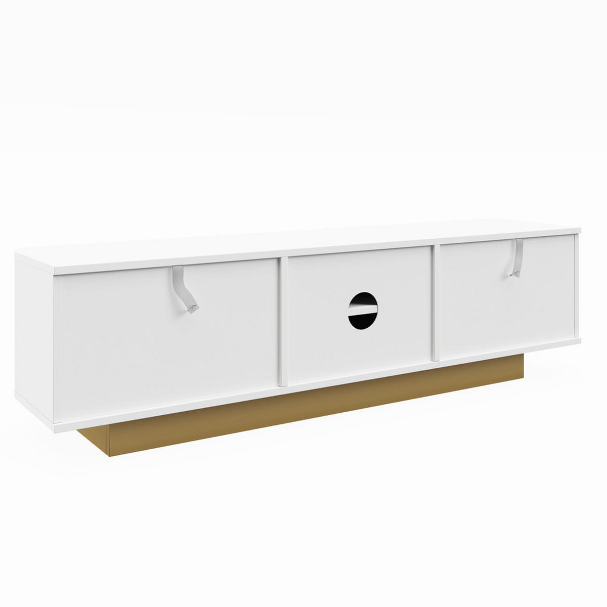 TV-SCHRANK Modern Lowboard Stauraum abgerundetes Design Weiß MDF - Weiß, Holz (43.69/16.76/80.01cm) - FLIEKS