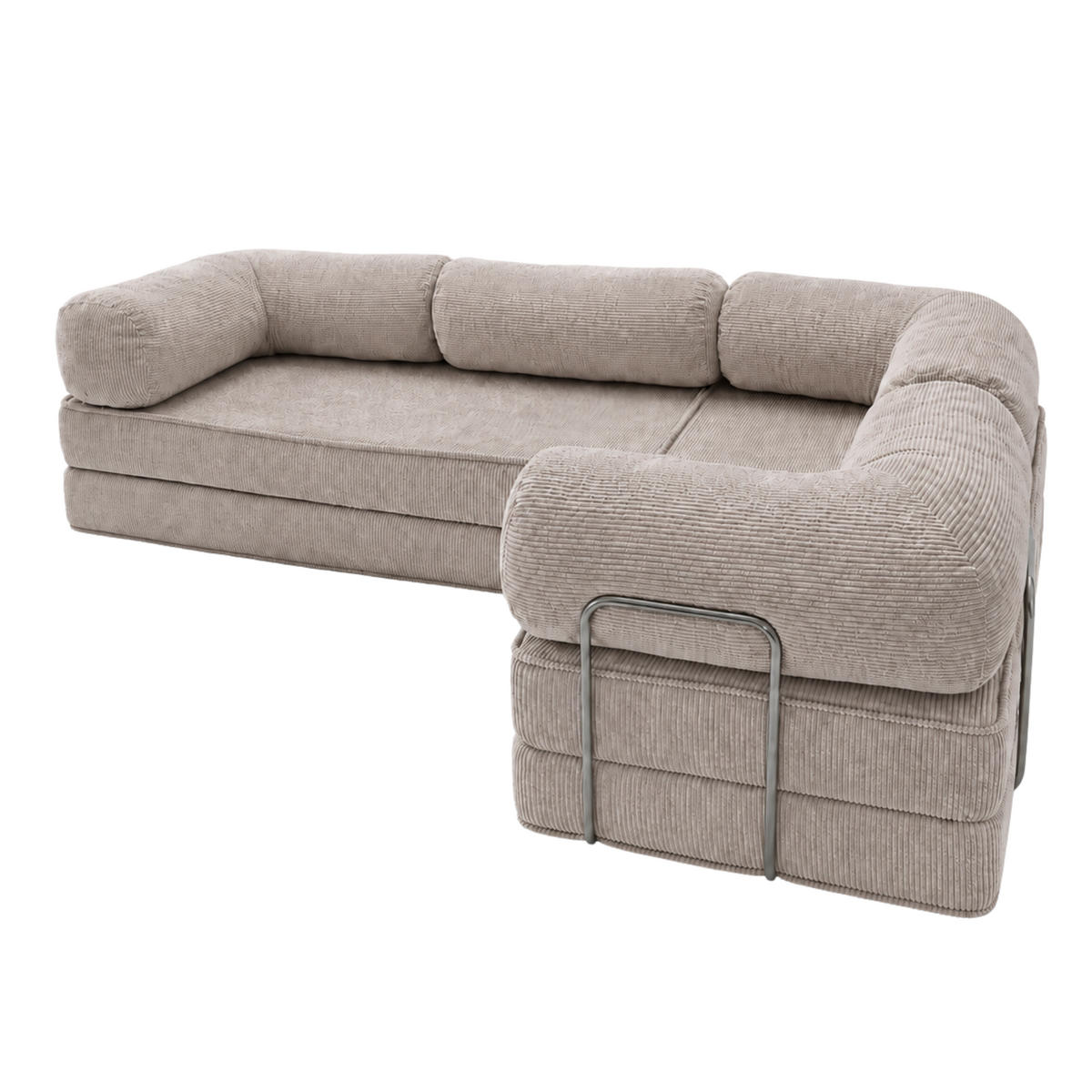 ECKSOFA Cord 300 x 200 cm Taupe mit Schlaffunktion - Taupe, Textil (300/200cm) - SURB