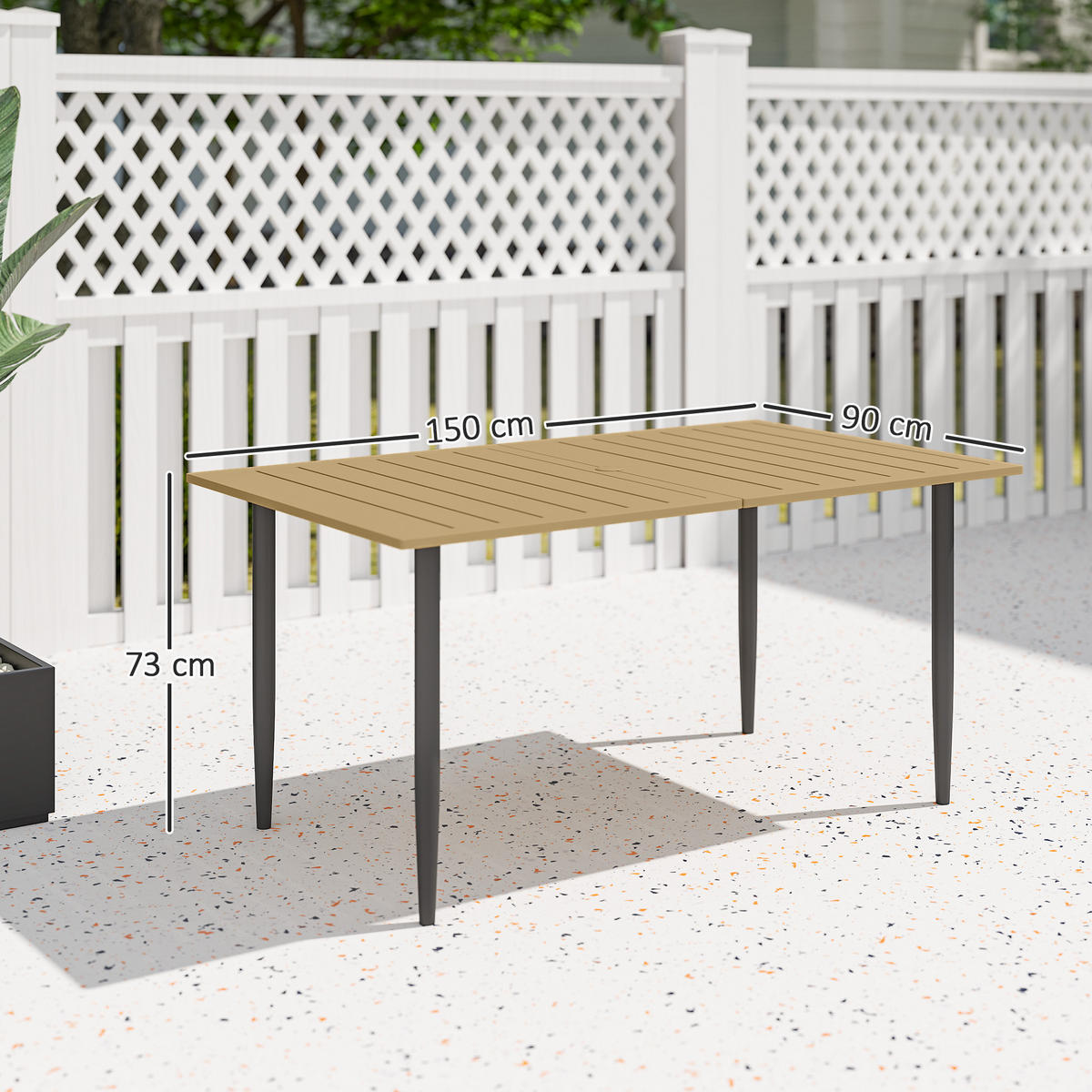 GARTENTISCH rechteckig 150/90/73 cm Braun - Braun, Metall (150/90/73cm) - Outsunny