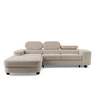 ECKSOFA LOVE L Links mit Schlaffunktion 124x210 Chenille Beige - Beige/Schwarz, Holz/Textil (205/284cm) - Muffo