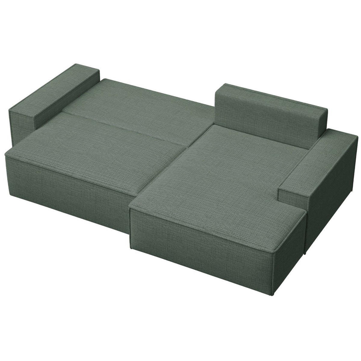 ECKSOFA Farese New Salbeigrün Chenille - Schwarz/Hellgrün, Kunststoff/Textil (267/167cm) - Selsey