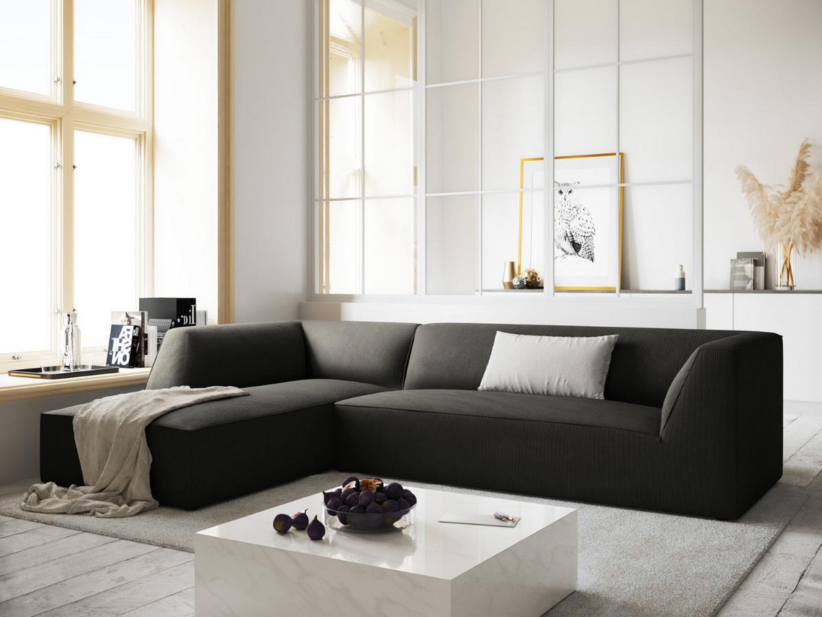 ECKSOFA links Ruby aus Cord dunkelgrau 4 Sitzplätze - Dunkelgrau, Textil (180/273cm) - Micadoni