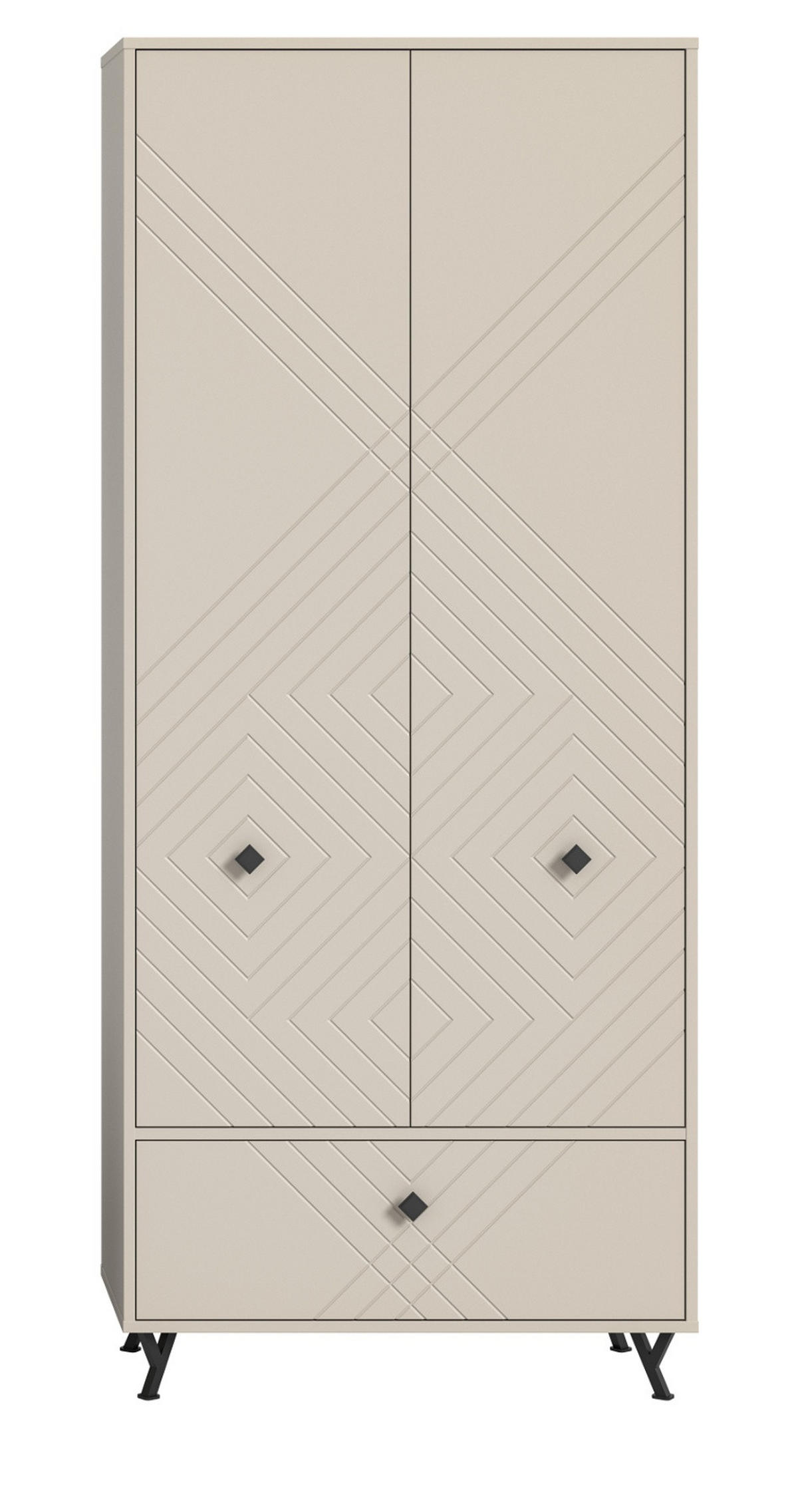 SCHUHSCHRANK Sand matt 80 cm, Mehrzweckschrank mit gefräster Struktur - Sandfarben/Beige, Holzwerkstoff/Metall (80/190/35cm) - Inn.Furn