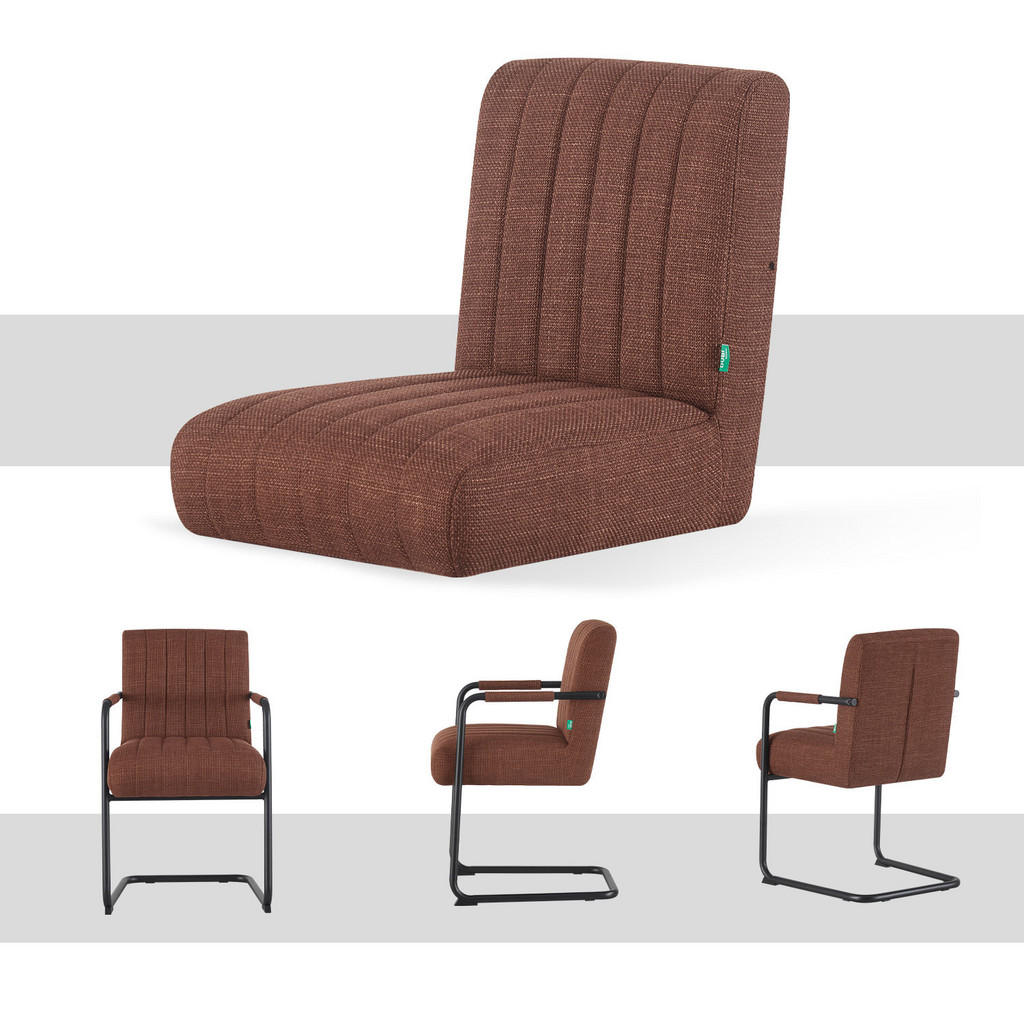 Thumbnail - Dubi Möbel Schwingstuhl, Rotbraun, Textil, 53x87x62 cm, Oeko-Tex® Standard 100, Esszimmer, Stühle, Esszimmerstühle, Vier...