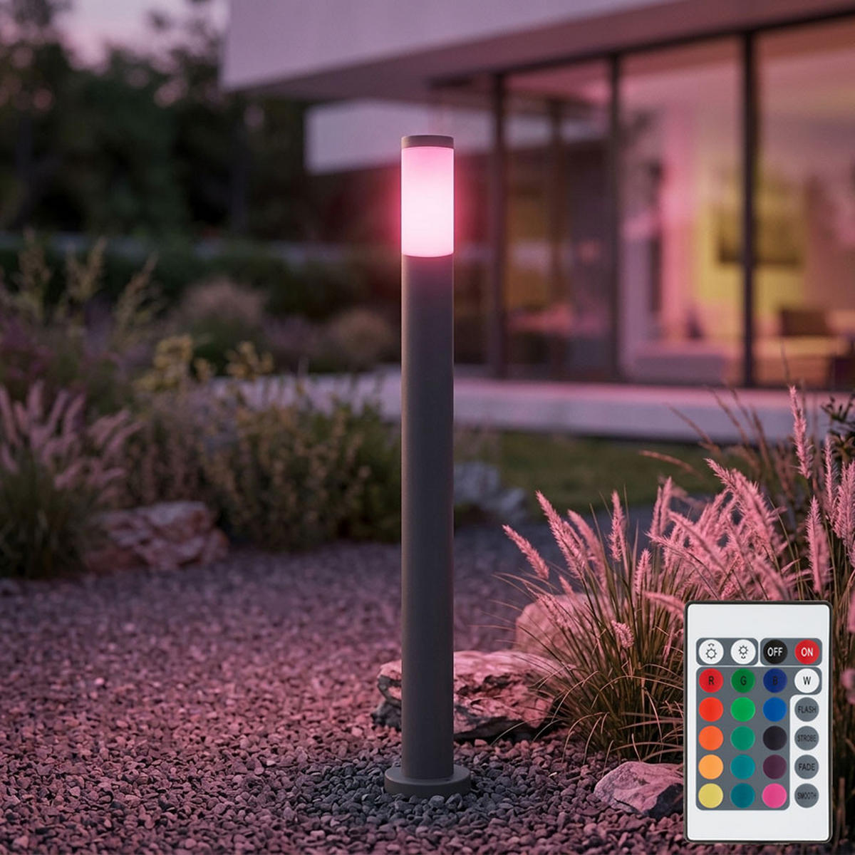LED WEGELEUCHTE Edelstahl Anthrazit - Anthrazit, Kunststoff (12.7/11/110cm) - Globo Lighting