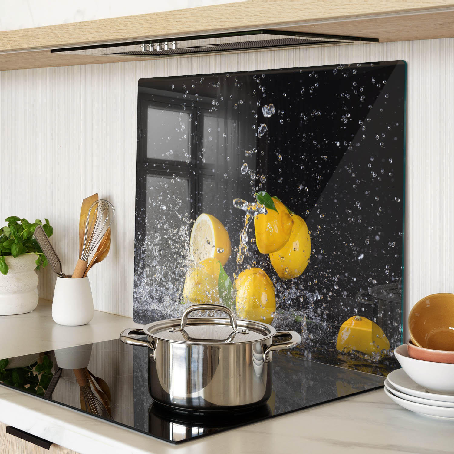GLASPLATTE 60x52 cm Zitronen und Wasser - Gelb, Glas (60/0.4/52cm) - TULUP