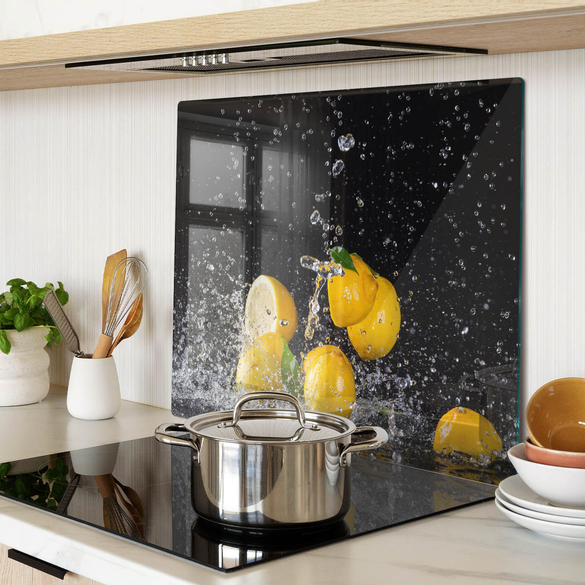 GLASPLATTE 60x52 cm Zitronen und Wasser - Gelb, Glas (60/0.4/52cm) - TULUP