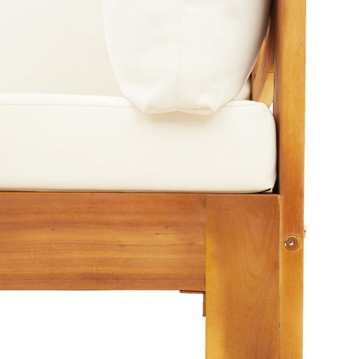 GARTEN-SOFAGARNITUR 6-teilig Mit Kissen Massivholz Akazie - Creme, Holz - vidaXL