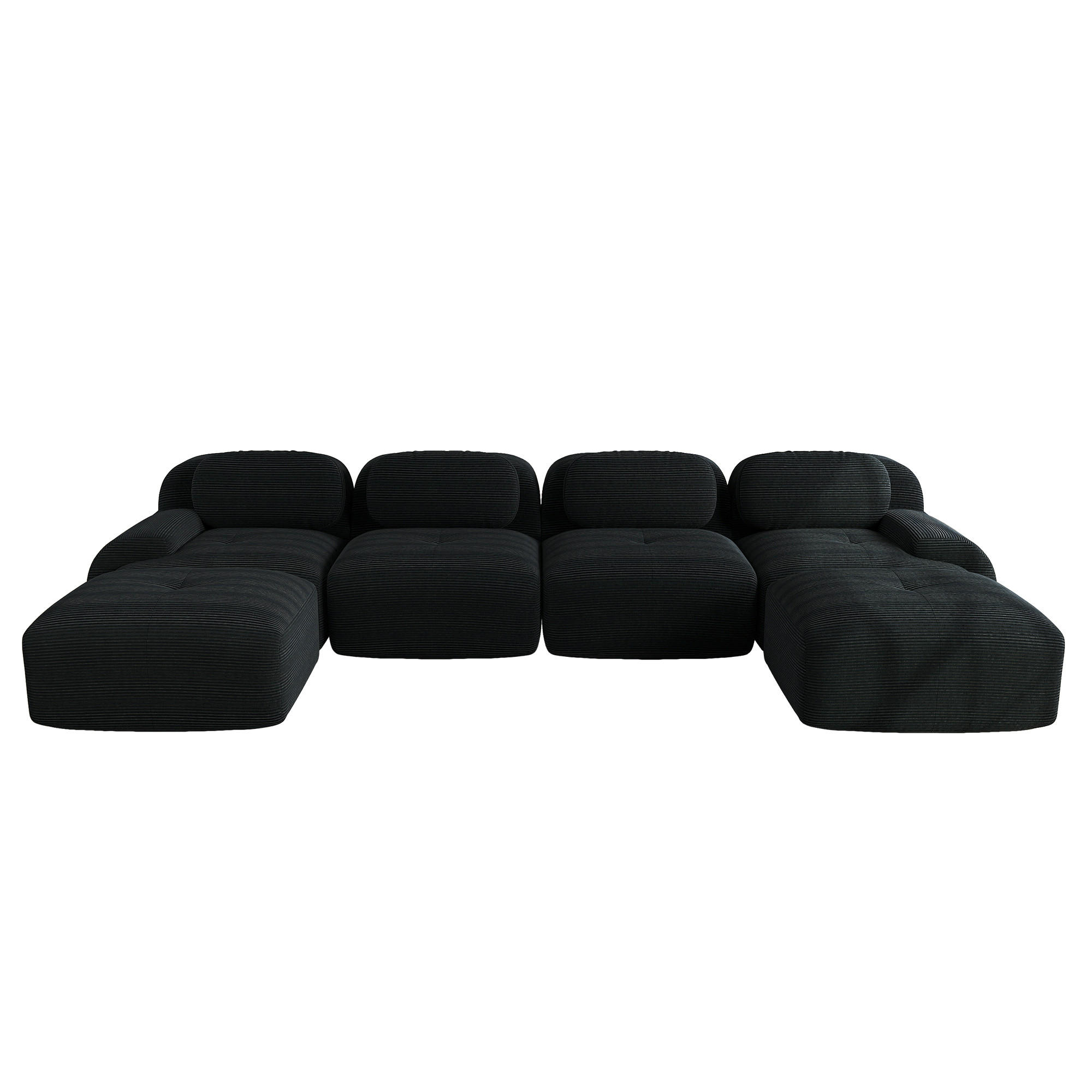 ECKSOFA 388/178/75 cm schwarz aus Cordstoff montagefrei mit ergonomischer Form - Schwarz, Textil (178/388cm) - OKWISH