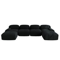 ECKSOFA 388/178/75 cm schwarz aus Cordstoff montagefrei mit ergonomischer Form - Schwarz, Textil (178/388cm) - OKWISH