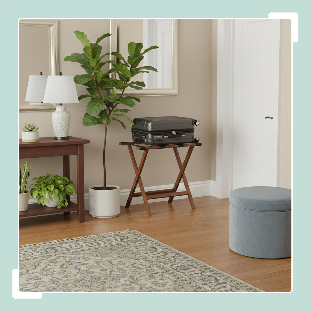 KUFROVÝ stojan - hnedá, drevo/textil (58/52/37.5cm) - Relaxdays