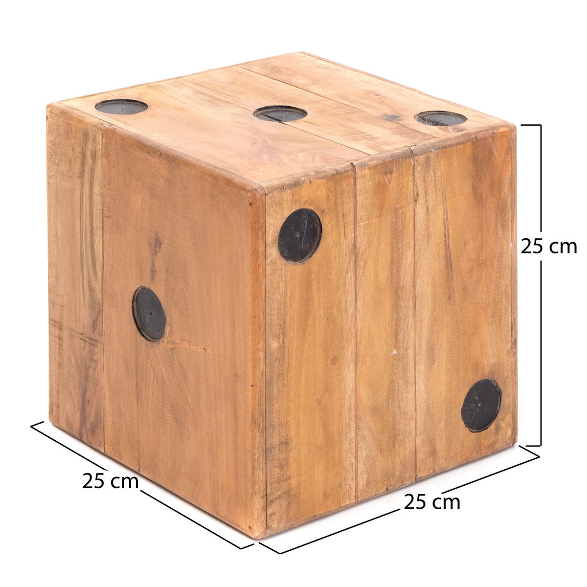 HOCKER WÜRFEL Game 25 Massivholz, 25cm naturfarben - Naturfarben, Holz (25/25/25cm) - CREEDWOOD
