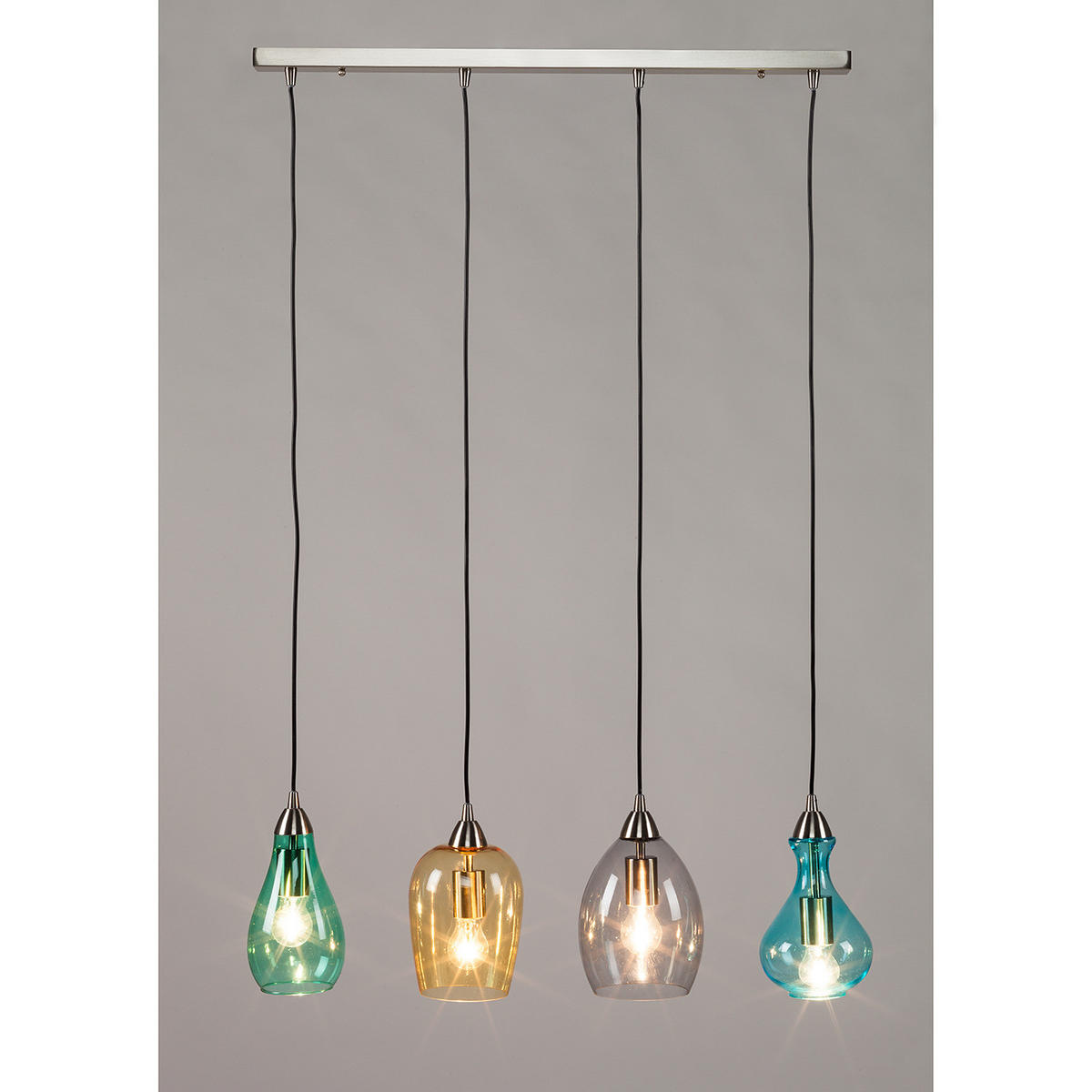 PENDELLEUCHTE Glas / Eisen, 4-flammig - Multicolor, Glas (15/80/150cm) - home24