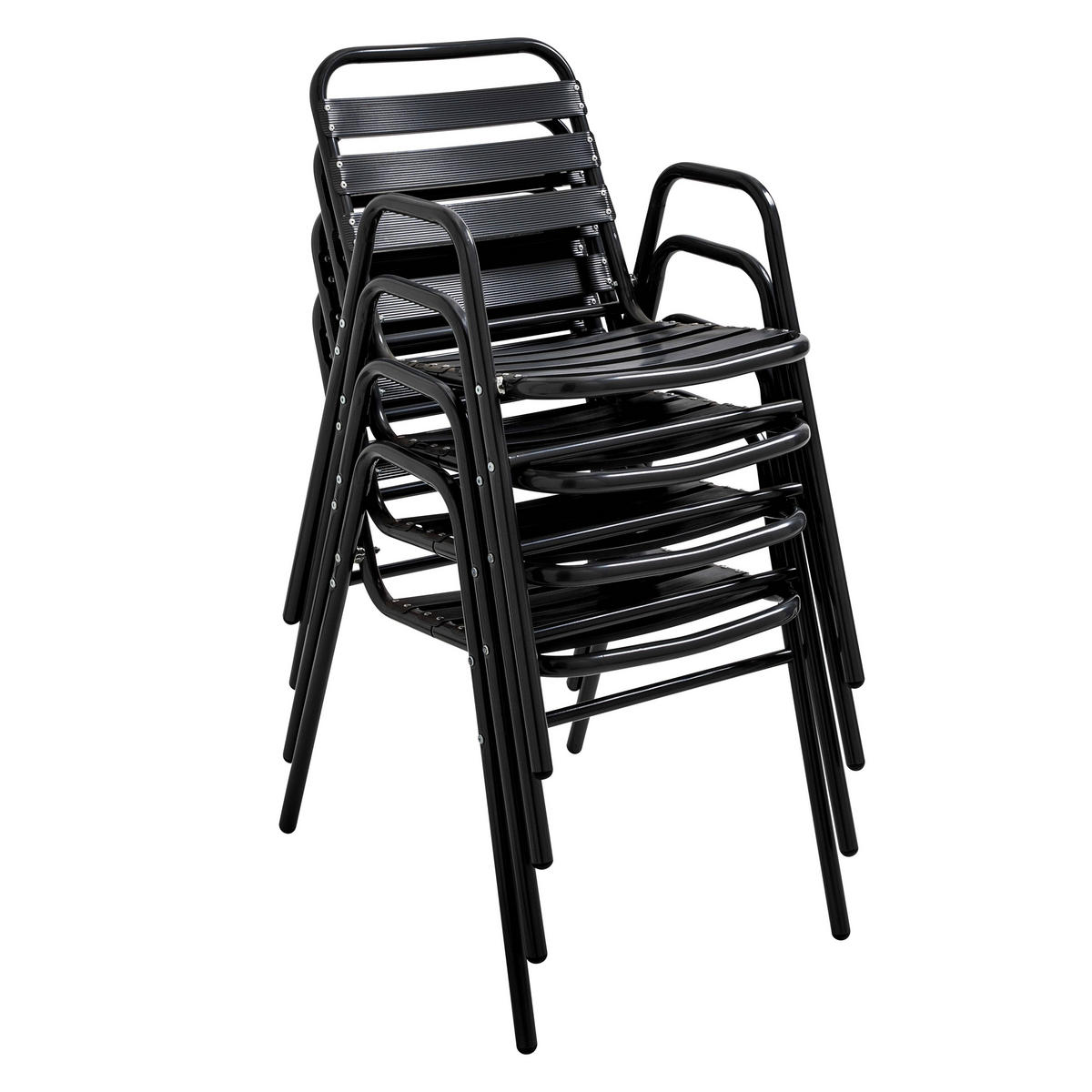 GARTENSESSEL 4-tlg., Schwarz - Schwarz, Metall (61/75/48cm) - Oviala