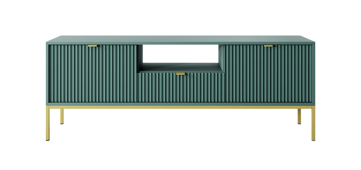 TV-LOWBOARD GRÜN - Goldfarben/Grün, Holzwerkstoff (154/56/39cm) - FURNLUX