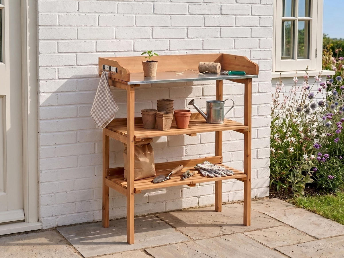 PFLANZTISCH 76/92 cm Tannenholz Hellbraun Rosazza - Hellbraun/Braun, Holz - Beliani