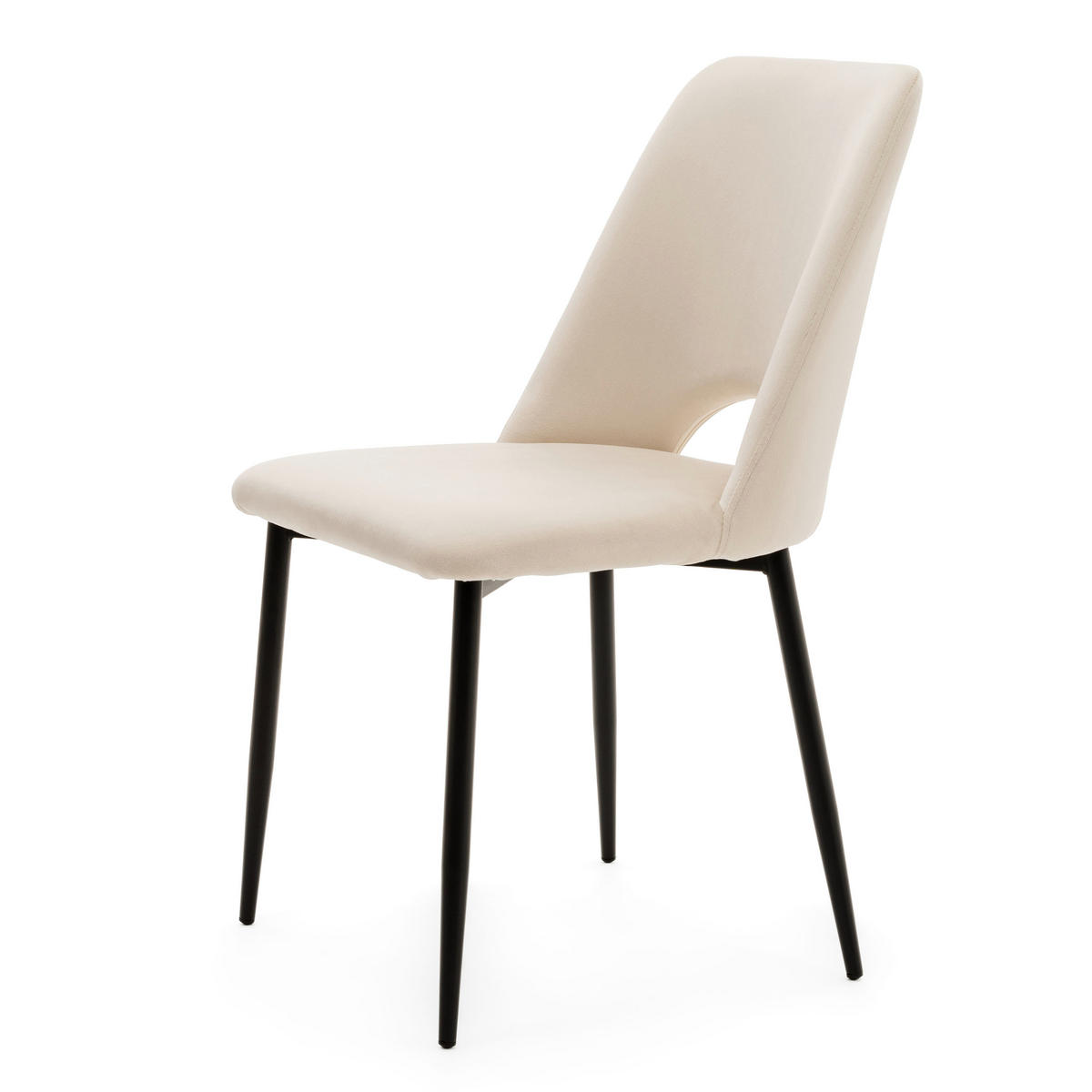 STUHL ORO gepolsterter mit Steppung - beige - Samt Velour - Beige/Schwarz, Textil/Metall (47/91/55cm) - NEW HOME