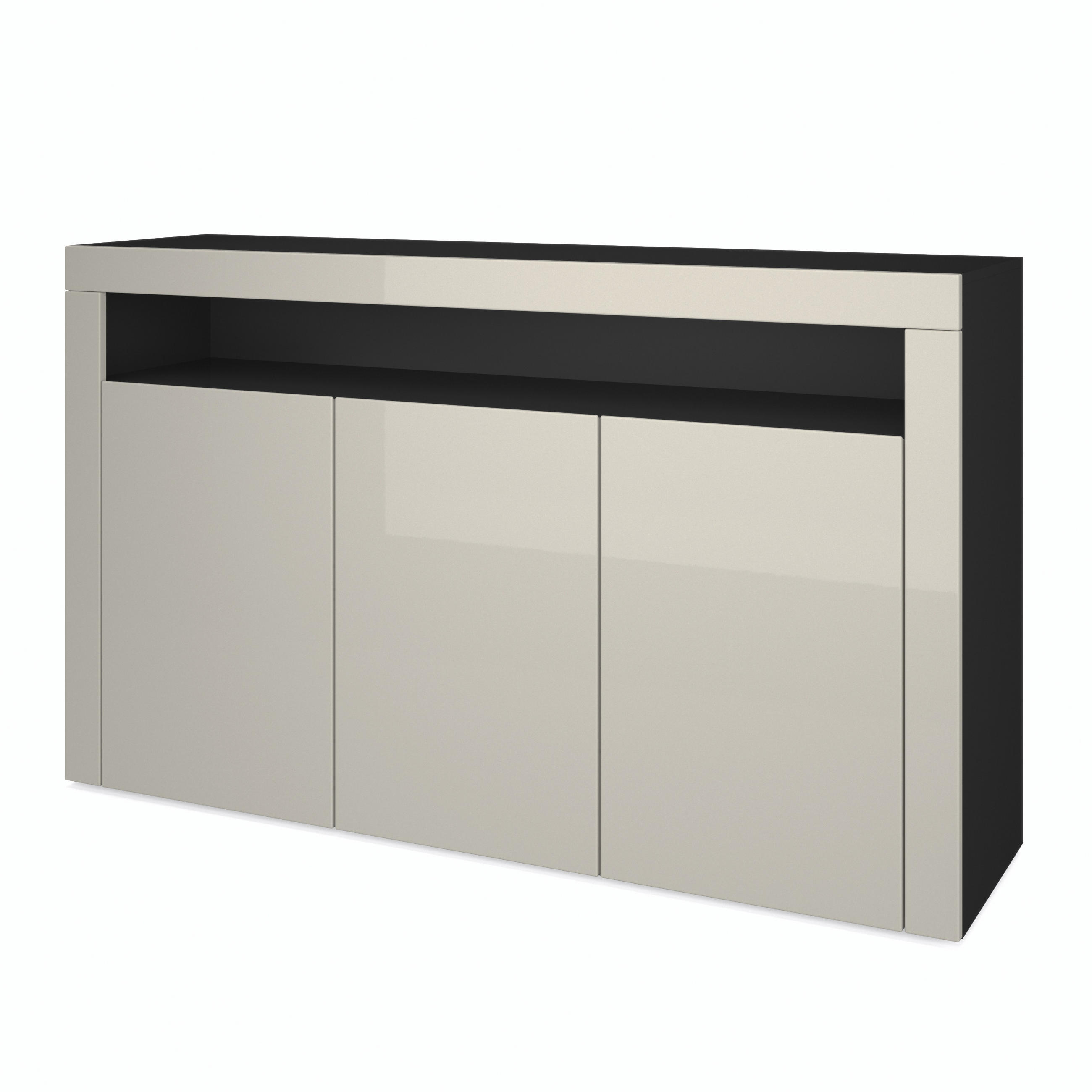 SIDEBOARD Valencia Sandgrau Hochglanz / Sandgrau Hochglanz - Sandfarben, Holzwerkstoff (155/92/40cm) - Vladon