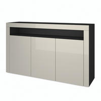 SIDEBOARD Valencia Sandgrau Hochglanz / Sandgrau Hochglanz - Sandfarben, Holzwerkstoff (155/92/40cm) - Vladon
