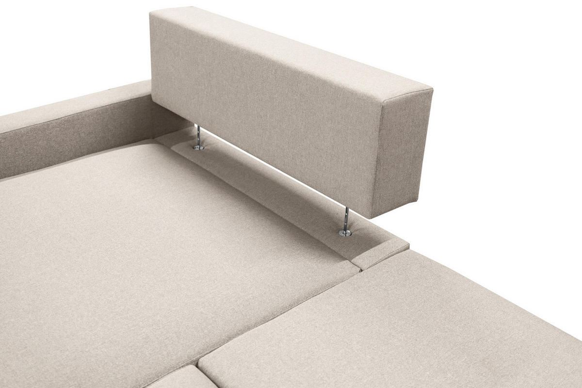 ECKSOFA Mit Schlaffunktion Und Bettzeugablage LUBEKA Stoff Faro Hellgrau Links - Hellgrau, Holz (140/147cm) - Kaiser Möbel