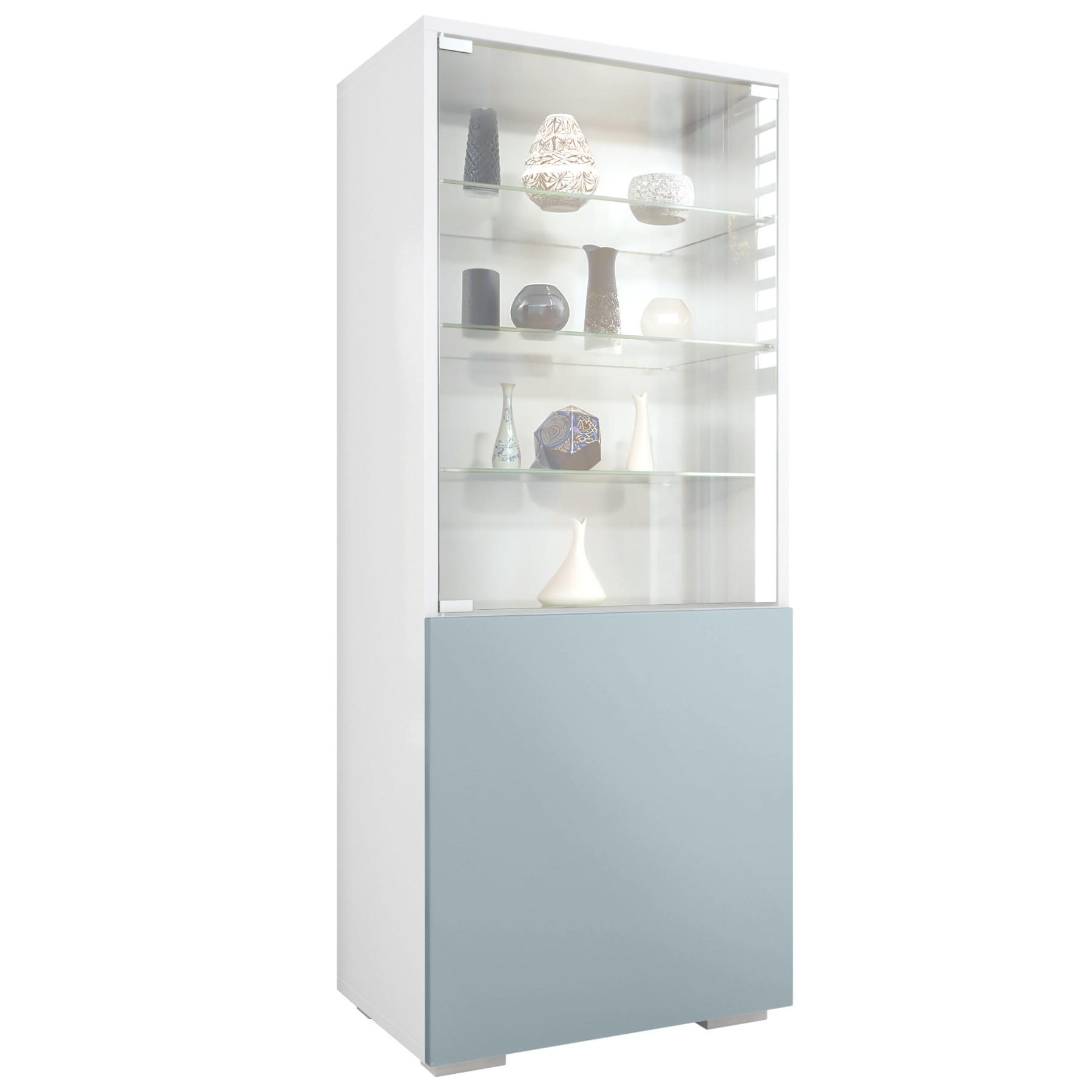 VITRINE Granada Denim matt - Pastellblau, Holzwerkstoff (50/122.5/34.5cm) - Vladon