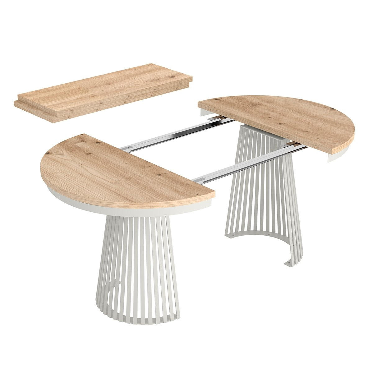 ESSTISCH TRAVIS Ausziehbar 100 - 180 / 100 x 76,6 cm - Weiß/Eiche Artisan, Holz (100/100/76.6cm) - MASSENO