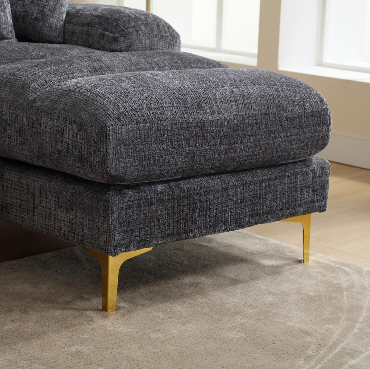SOFA U-Form mit 2 Liegeflächen 272 x 136 cm Chenille Gray - Grau, Textil (136/88/272cm) - Meubliv