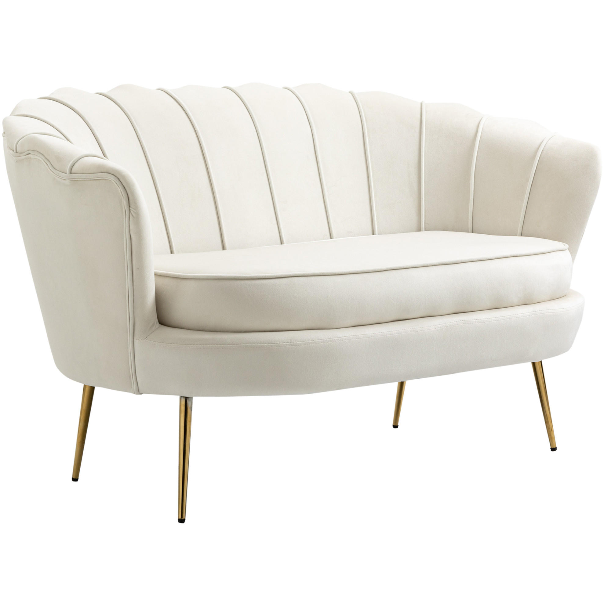 2-SITZER Sofa Samtoptik mit Stahlgestell 130/77/77 cm Creme - Creme, Metall (77/77/130cm) - Redom