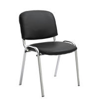 BESUCHERSTUHL Keen, Kunstleder mit Gestell in Chromoptik / Bezug Schwarz - Chromfarben/Schwarz, Textil/Metall (54/79/48cm) - TPFLiving