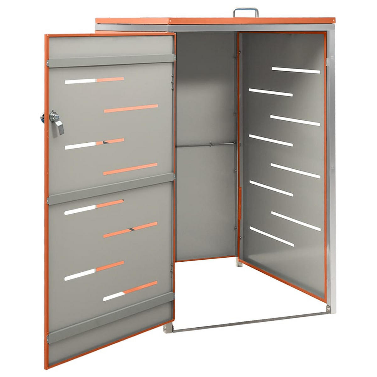 1ER Mülltonnenbox JAGU Edelstahl | Orange | 115x69x77,5cm | Für 1 Tonne 240L - Orange, Metall (69/115/77.5cm) - DELUKE