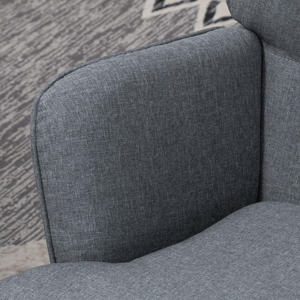 SCHAUKELSTUHL 64/89/90 cm mit Hocker und Polsterung, bis 130 kg belastbar - Grau, Textil (89/90/64cm) - BEAOK