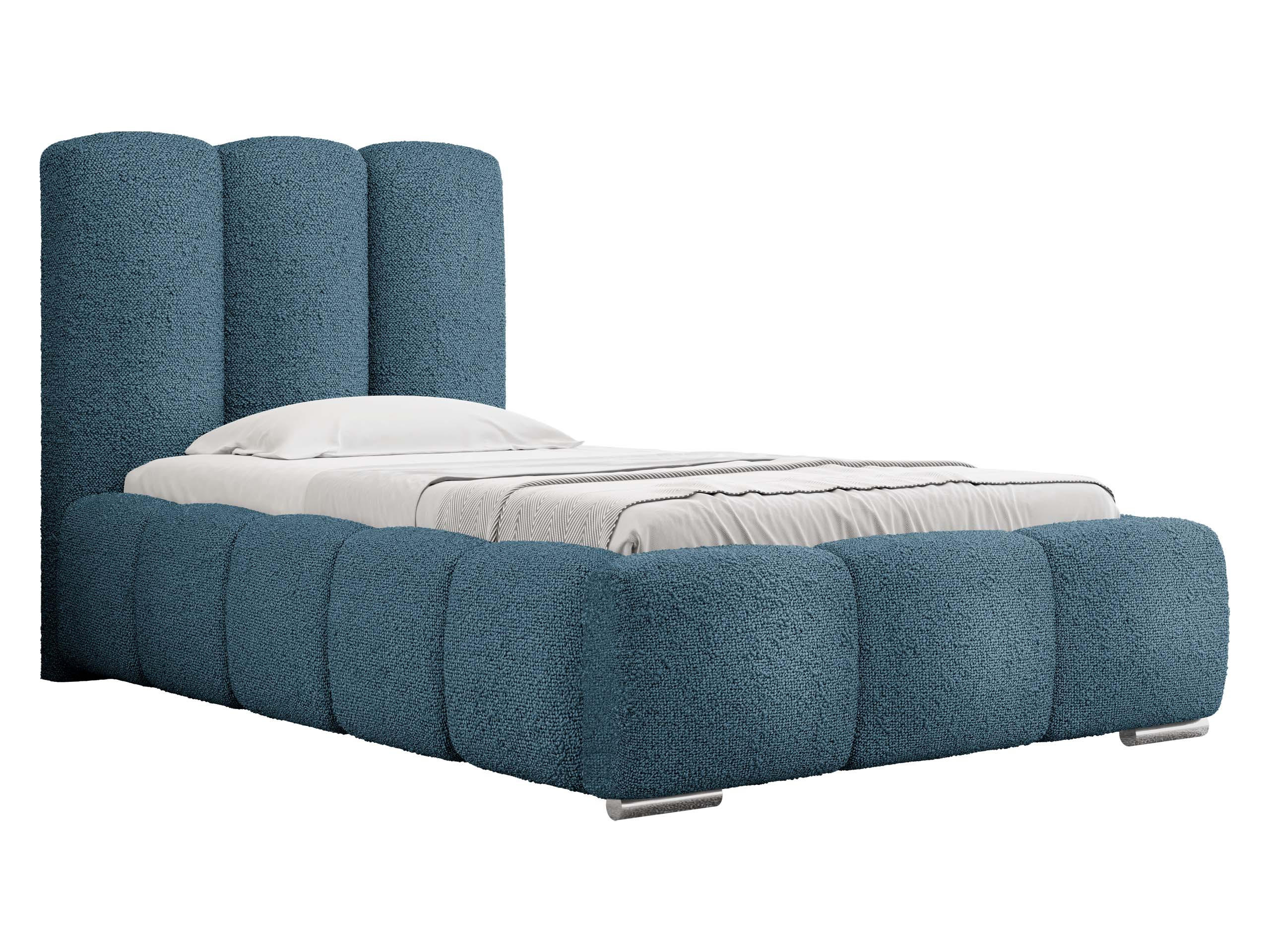 POLSTERBETT Wizko Boucle 90 - Chromfarben/Blau, Holz/Metall (90/200cm) - MIRJAN24